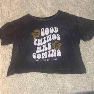 CAUTION TO THE WINDS OVERSIZED CROP TOP T-Shirt